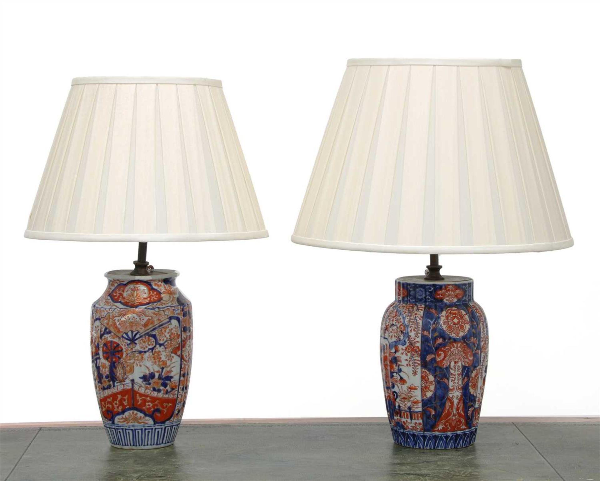 Two Japanese Imari vase table lamps,