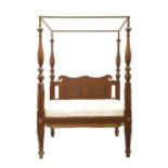 A stained pine American Federal four-poster bed