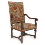 A French beechwood armchair,