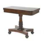 A Victorian rosewood fold-over card table,