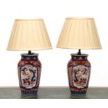 A pair of Imari vase table lamps,