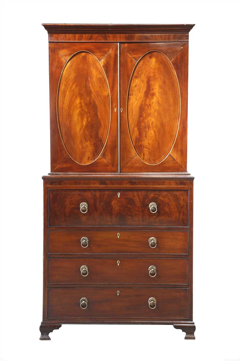 A George III strung mahogany secretaire bookcase, - Image 2 of 2