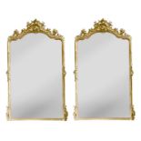 A pair of Victorian carved and giltwood pier mirrors,