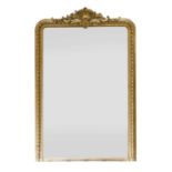 A giltwood overmantel mirror,