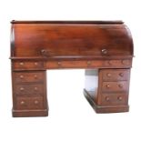 A Victorian mahogany cylinder estate bureau,