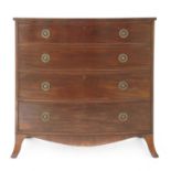 A bow front mahogany chest of drawers,