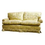 A modern silk upholstered settee,