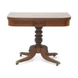 A Regency mahogany fold-over tea table,