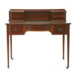 An Edwardian crossbanded and strung mahogany bonheur-du-jour,