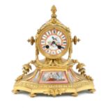 A French gilt bronze mantel clock,