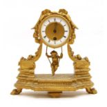 A French Portico type gilt clock,