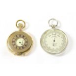 A silver cased barometer altimeter and gold plated half hunter,