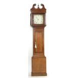 A George III and later oak and mahogany beaded longcase clock,