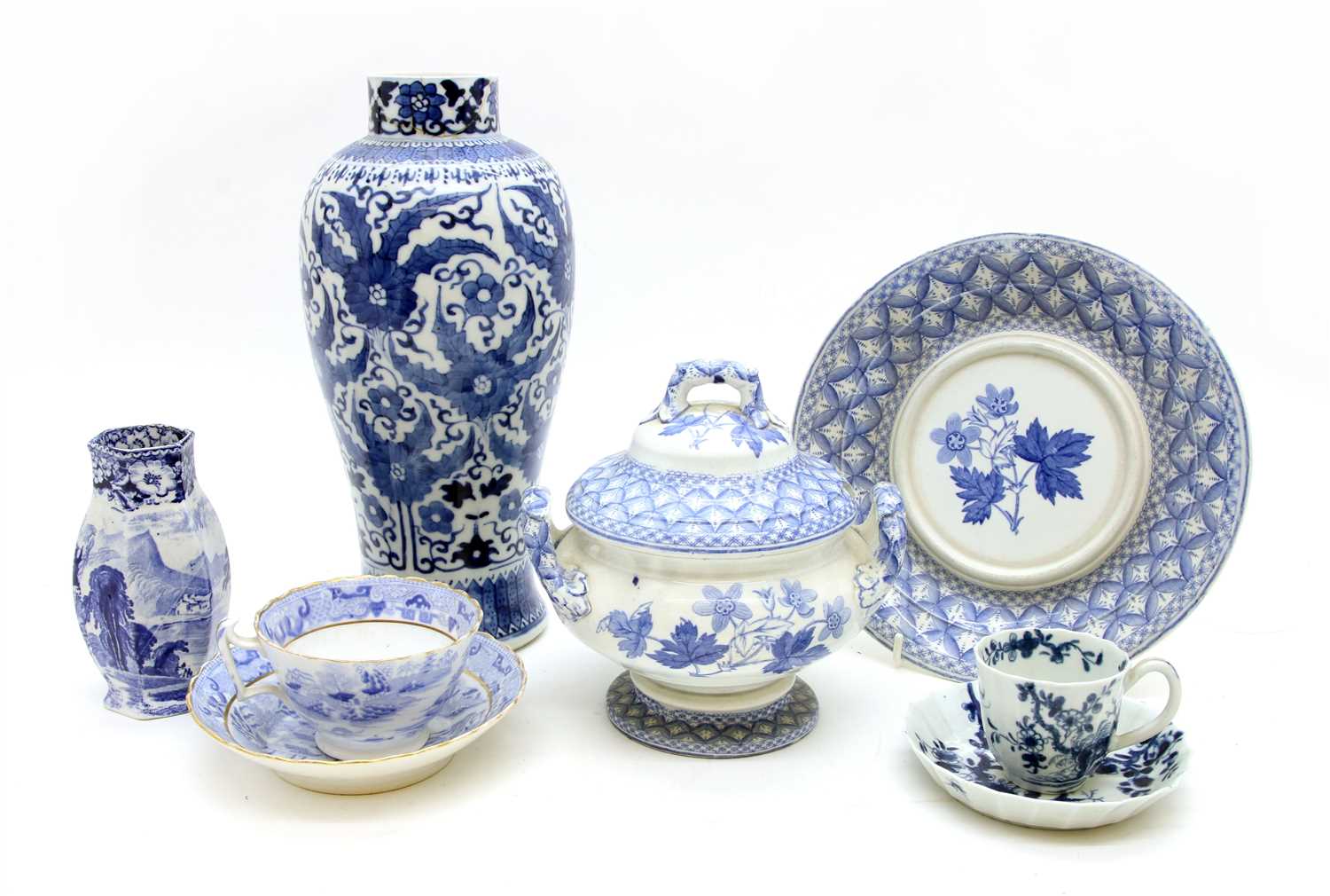 A quantity of blue and white ceramics