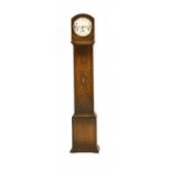 An oak cased grandmother clock