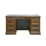 A Victorian rosewood kneehole desk,