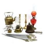 An Arts and Crafts brass spirit kettle,