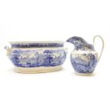 A 19th century blue and white foot bath,