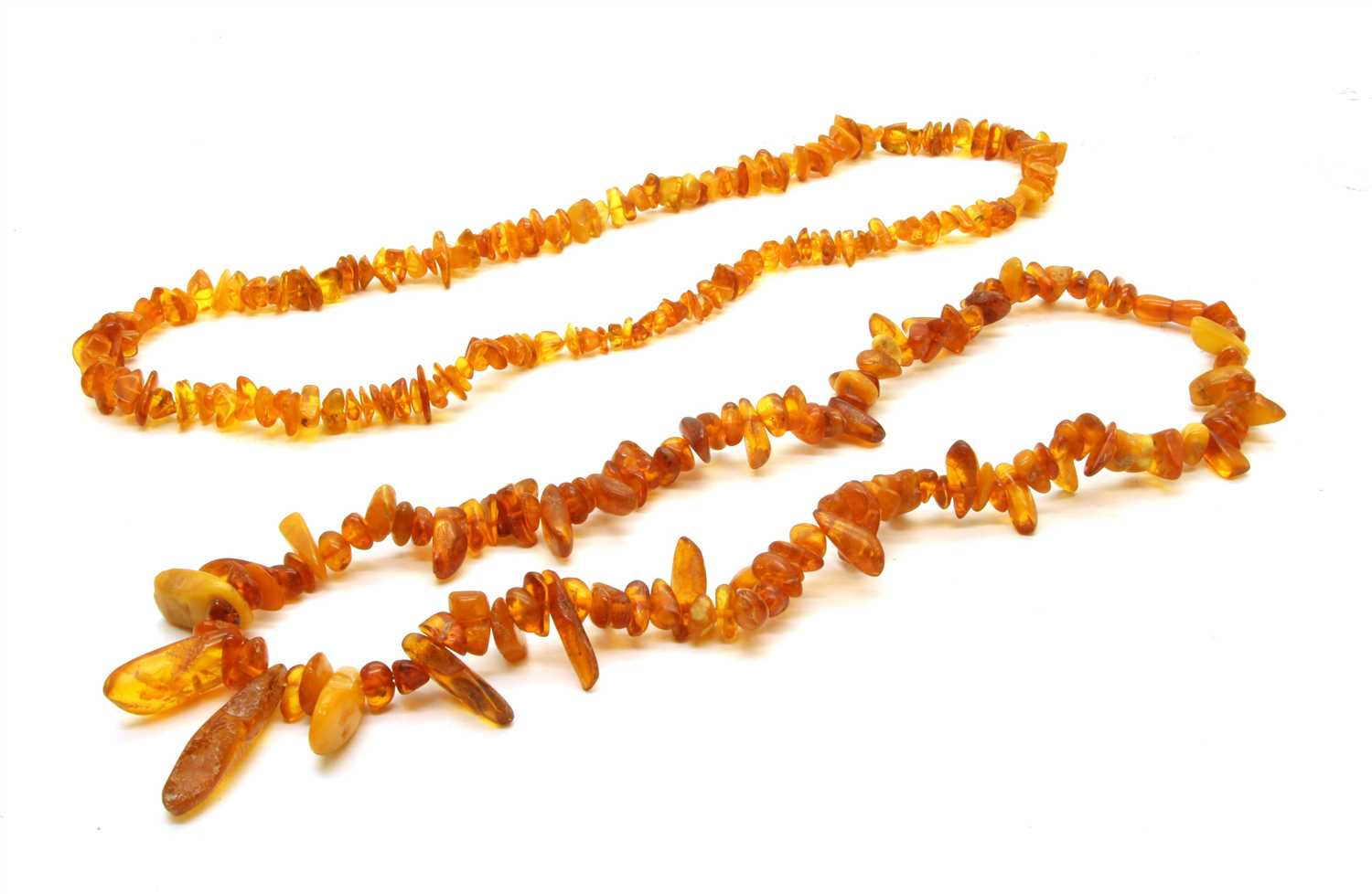 Two amber bead necklaces