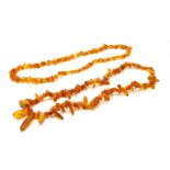 Two amber bead necklaces