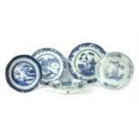 Eight Chinese blue and white plates and a bowl,
