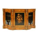 A Victorian gilt bronze and walnut inlaid credenza,