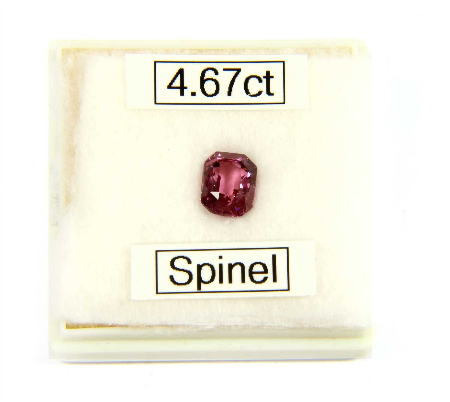 An unmounted octagonal mixed cut pink spinel
