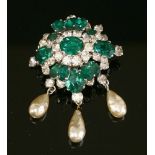A Christian Dior by Mitchel Maer green and white paste and simulated pearl brooch, c.1950,