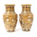 A pair of gilt ground Satsuma vases