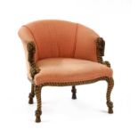 A Fournier style walnut elbow chair,