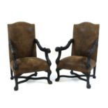 A pair of Dutch style open armchairs