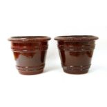 A pair of modern treacle glazed jardinières,