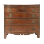 A strung mahogany bow front chest of drawers,