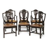A set of six Hepplewhite-style mahogany dining chairs,