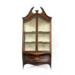 An Edwardian mahogany and marquetry inlaid hanging cabinet,