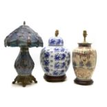A Japanese Satsuma pottery lamp,