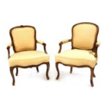 A pair of 19th century walnut fauteuils