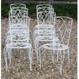 Eight wirework garden chairs