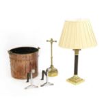 A brass Corinthian column table lamp,
