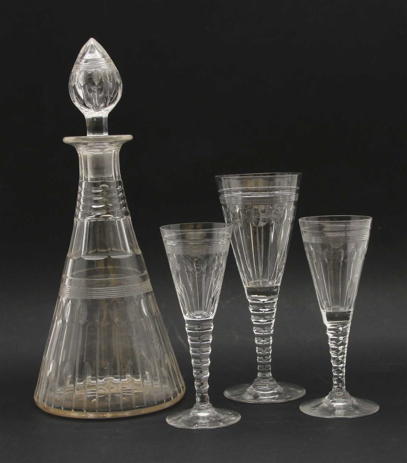 A suite of Stuart drinking glasses and a decanter,