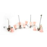 Four Art Deco chrome ceiling lights,