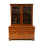 An Edwardian mahogany and crossbanded library bookcase cabinet,