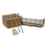 A Victorian brass and mesh nursery fender,