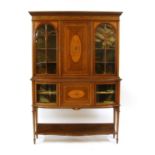 An Edwardian inlaid mahogany display cabinet,