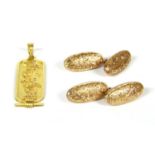 A pair of late Victorian 9ct gold, hollow oval chain link cufflinks,