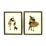 A set of four Art Deco style silhouettes,
