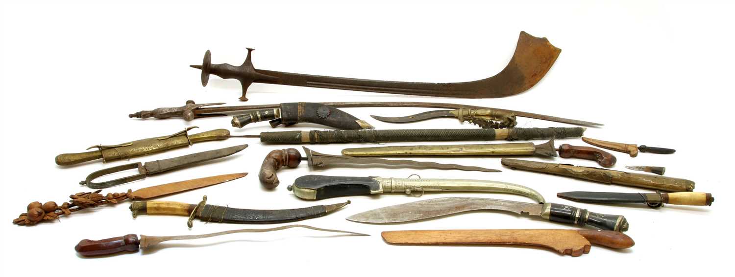 A collection of Indian swords and daggers