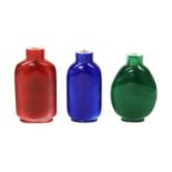 Three Peking glass snuff bottles,