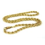 A 9ct gold rope chain,