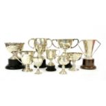 A collection of silver trophies